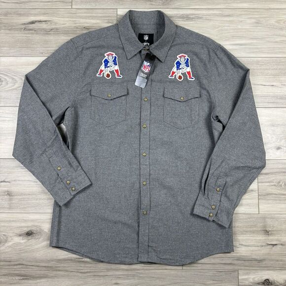 New England Patriots x Darius Rucker Pearl Snap Button Up Shirt Gray Men's Large - Picture 1 of 5